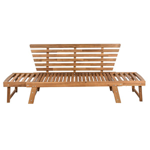 Topmax Outdoor Adjustable Patio Wooden Daybed Sofa Chaise Lounge with Cushions