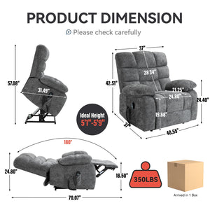 Lift Recliner Chair Heat Massage Dual Motor Infinite Position
