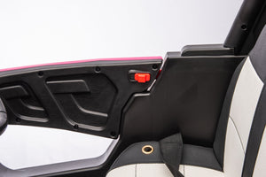 12V7A*1 30W*4 Four-Wheel Drive Seat One Button Start, Forward And Backward, High And Low Speed, Music, Front Light, Power Display, Two Doors Can Open, 2.4G R / C, Seat Belt Four Wheel Absorber