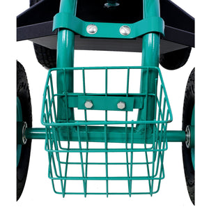 Rolling Garden Scooter Cart Seat With Wheels, 360 Swivel Seat, Tool Tray