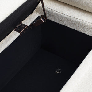 Elegant Upholstered Storage Bench With Cylindrical Arms And Iron Legs,