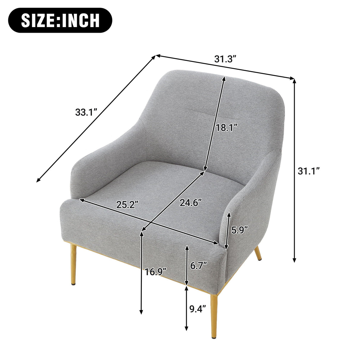 Modern Elegance Accent Chair with Curved Backrest