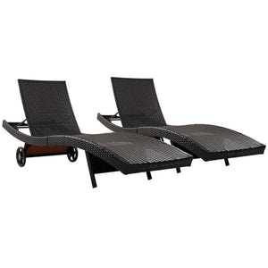 K&K 80'' Patio Wicker Chaise Lounge Chairs Set of 2