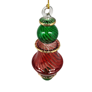 Egyptian Glass Two Tone Scalloped Vase Ornament