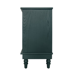 Blackish Green Hollow-Carved 3-Drawer Dresser with Metal Handles