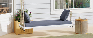 TOPMAX Patio Wooden Swing Chair with Cushion & Pillows