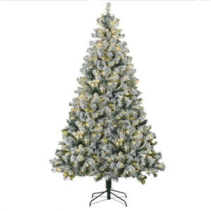 HOMCOM 7.5ft Tall Prelit Artificial Christmas Tree