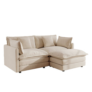 Chenille Two-Seater Sofa with Ottoman