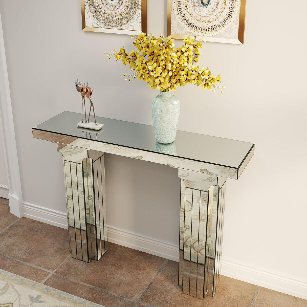 Mirrored Console Table Wide Bling