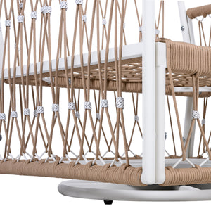 [Set of 2] 360° Swivel Bohemian Outdoor Lounge Chair with Handwoven Rope & Powder-Coated Steel Frame, Waterproof Cushions - Patio, Garden, Poolside