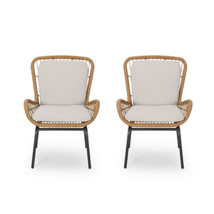 Outdoor Wicker Club Chair With Cushions (Set of 2)