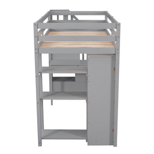 Loft Bed With Storage Drawers, Desk And Stairs With Shelves