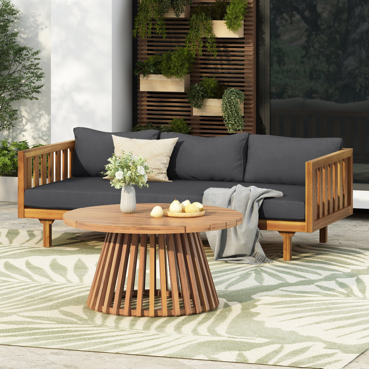 Claremont 3 Seater Daybed + Acacia Wood Patio Table
