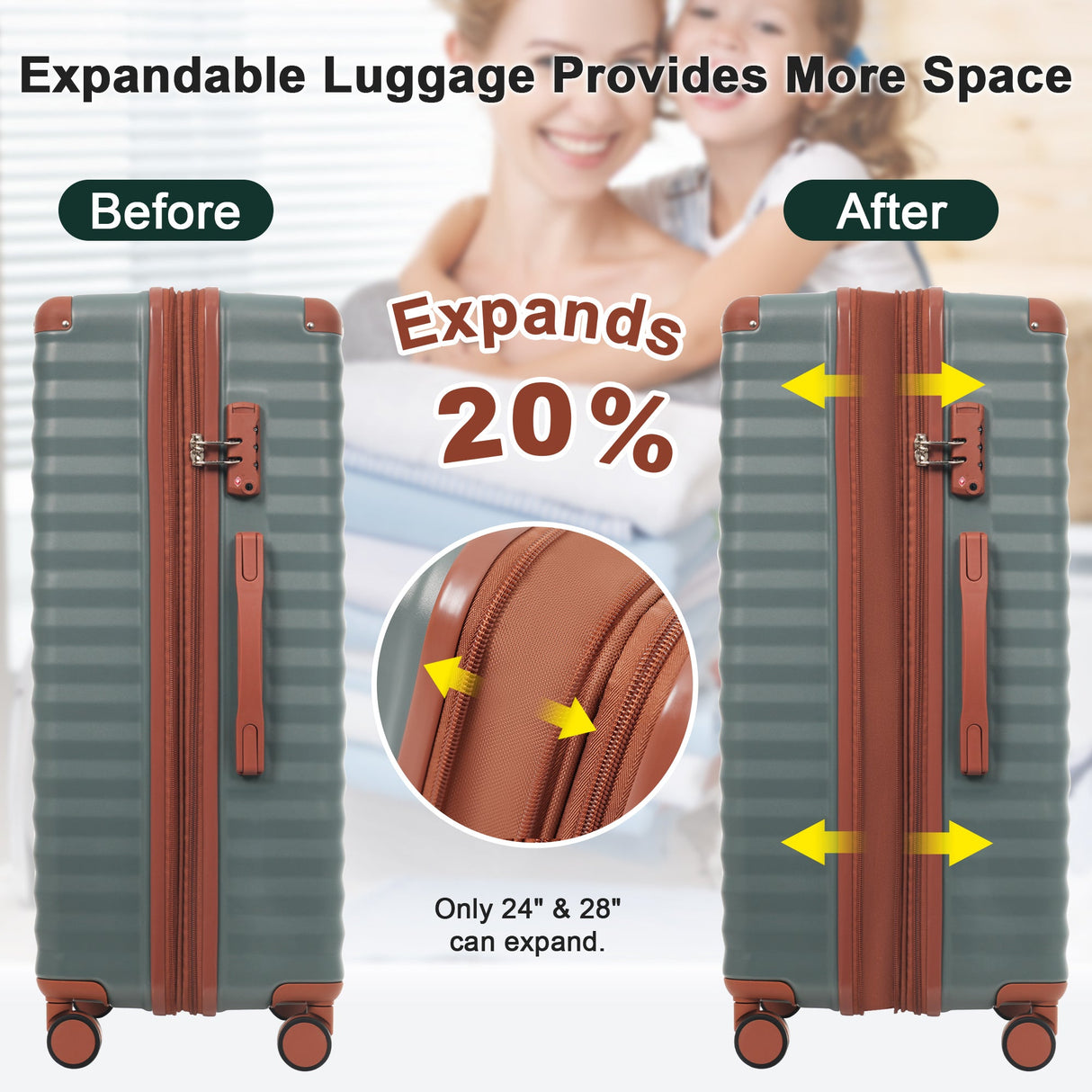 Deluxe 5-Piece Hard side Luggage Set With USB & TSA Security