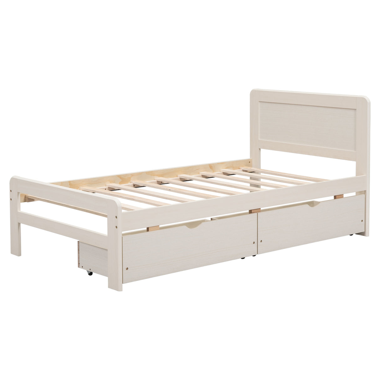 The Space-Saving Rubberwood Twin Bed With Integrated Storage