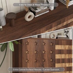55-Inch Walnut Buffet Sideboard Cabinet with Storage