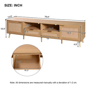 TV Stand Media Console with Cable Management - Light Brown or Black