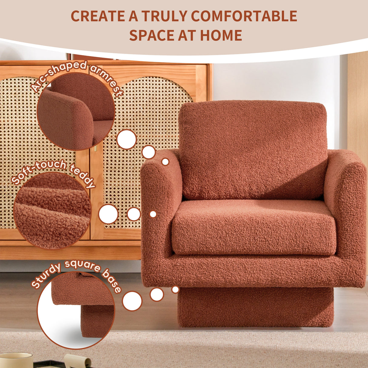 Hartswell Teddy Sherpa Modern Swivel Accent Chair