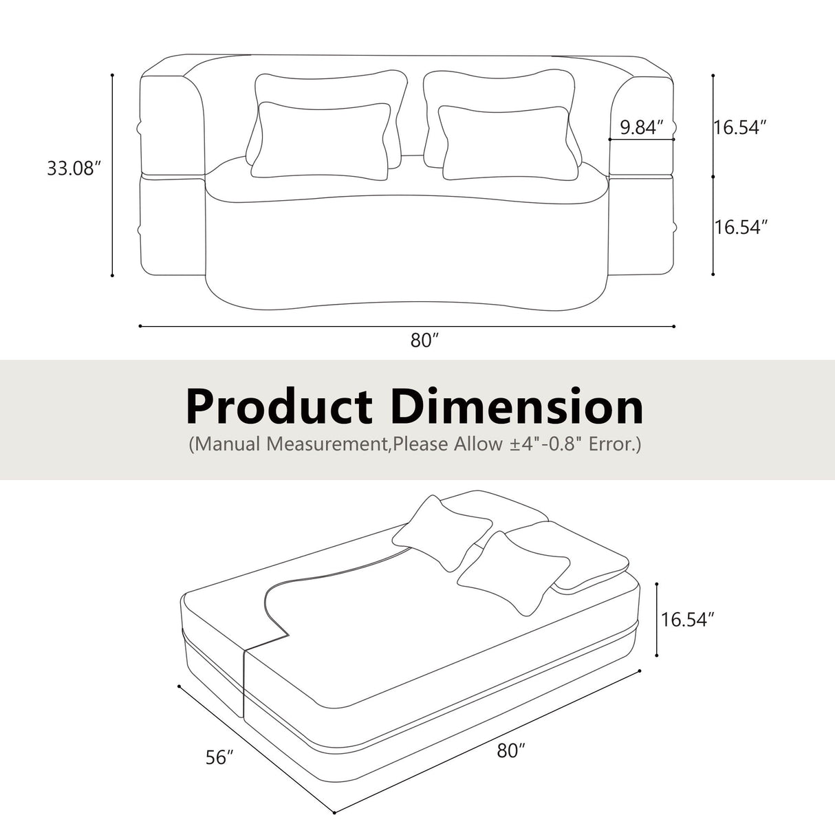 Modern Floor Sofa With 4 Pillows