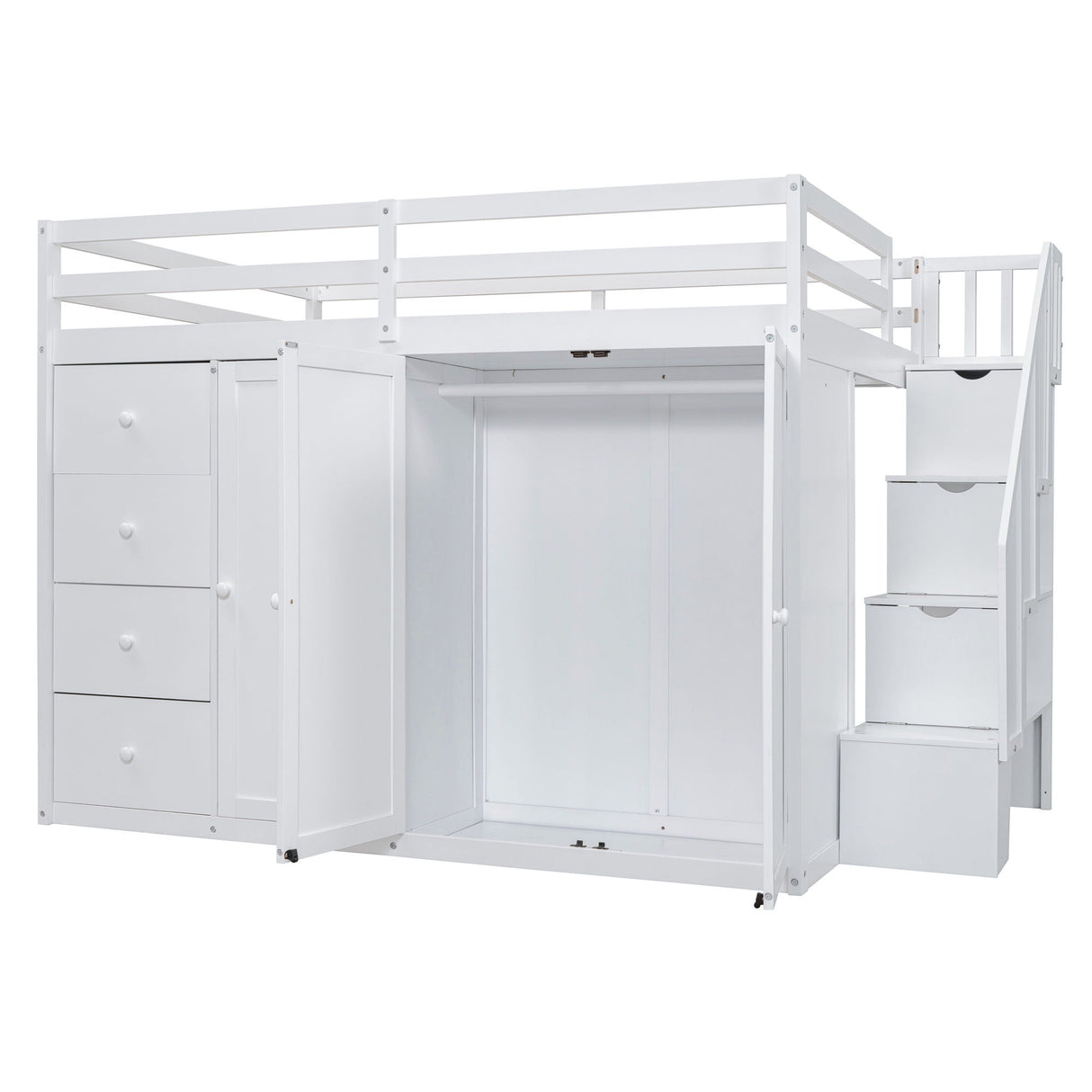 Loft Bed With Built In Wardrobes, Cabinets And Drawers