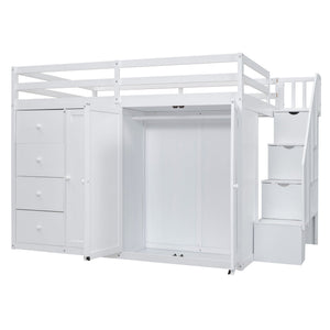 Loft Bed With Built In Wardrobes, Cabinets And Drawers