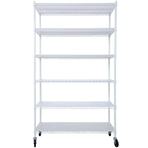 6 Tier 6000Lbs Capacity Nsf Metal Shelf Wire Shelving Unit, Heavy Duty Adjustable Storage Rack With Wheels & Shelf Liners For Commercial Grade Utility Steel Storage Rack