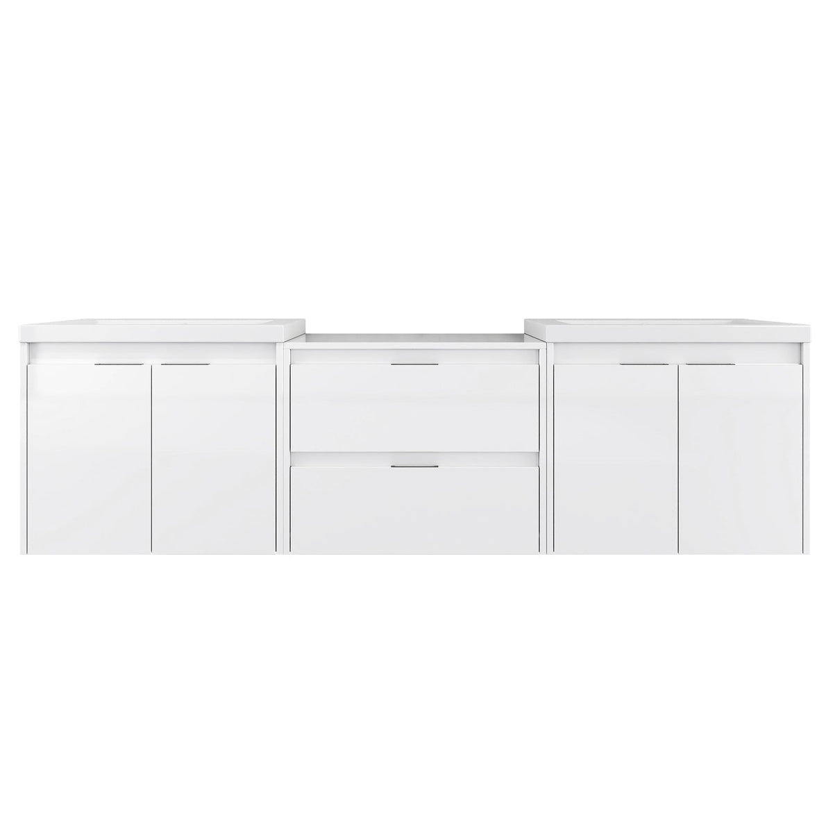 72" Bathroom Vanity With Resin Sink, Soft Close Doors, and 1-Side Cabinet