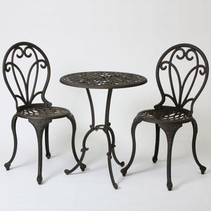 Thomas 3-Piece Cast Bistro Set - Black / Gold