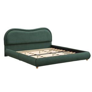King Size Upholstered Platform Bed Frame with Rounded Corners