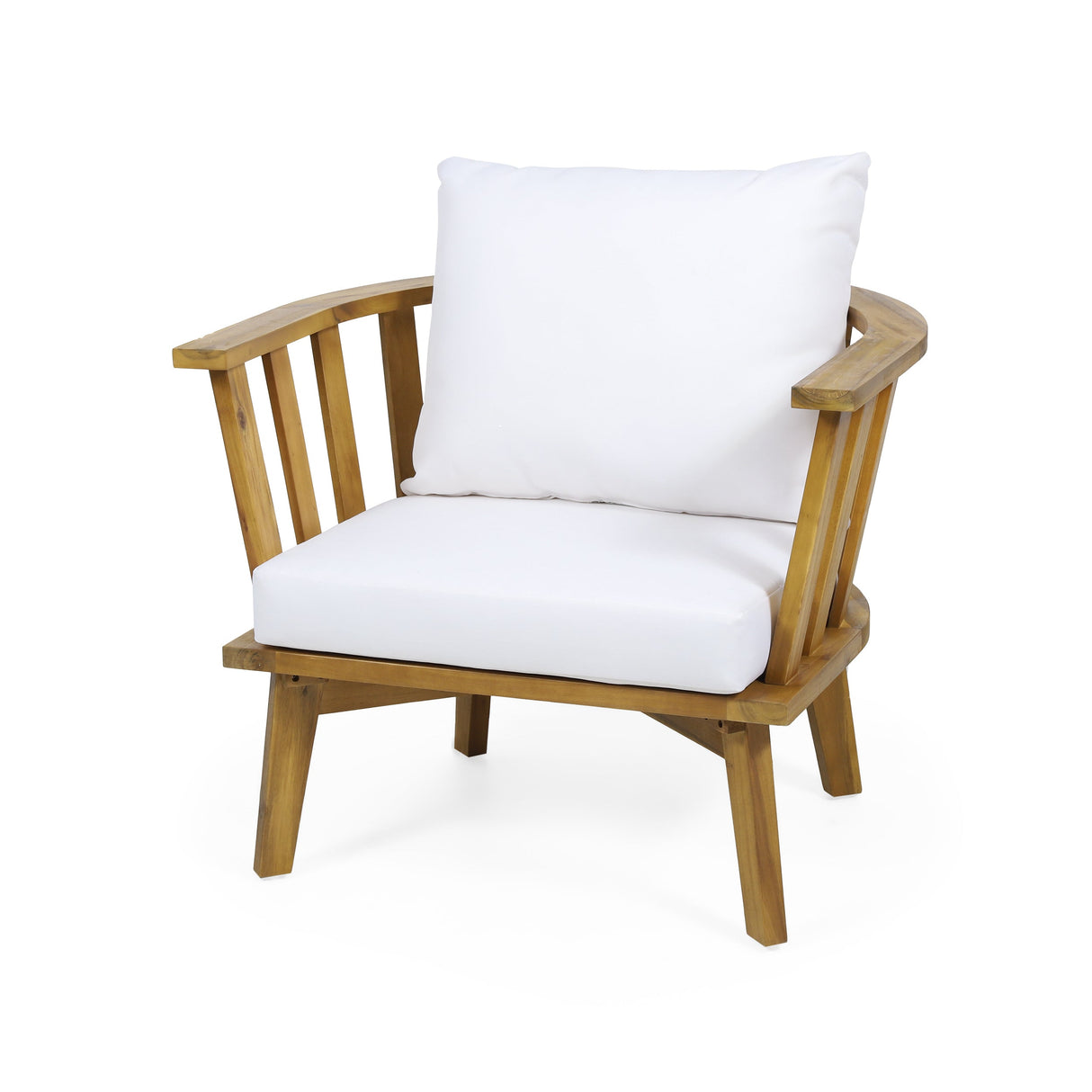 Set of 2 Outdoor Acacia Wood Patio Club Chairs