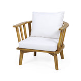 Set of 2 Outdoor Acacia Wood Patio Club Chairs
