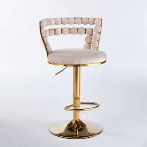 Modern Bar Chair With Iron Tube Legs, Soft Cushions And Comfortable Backrest (Set of 2)