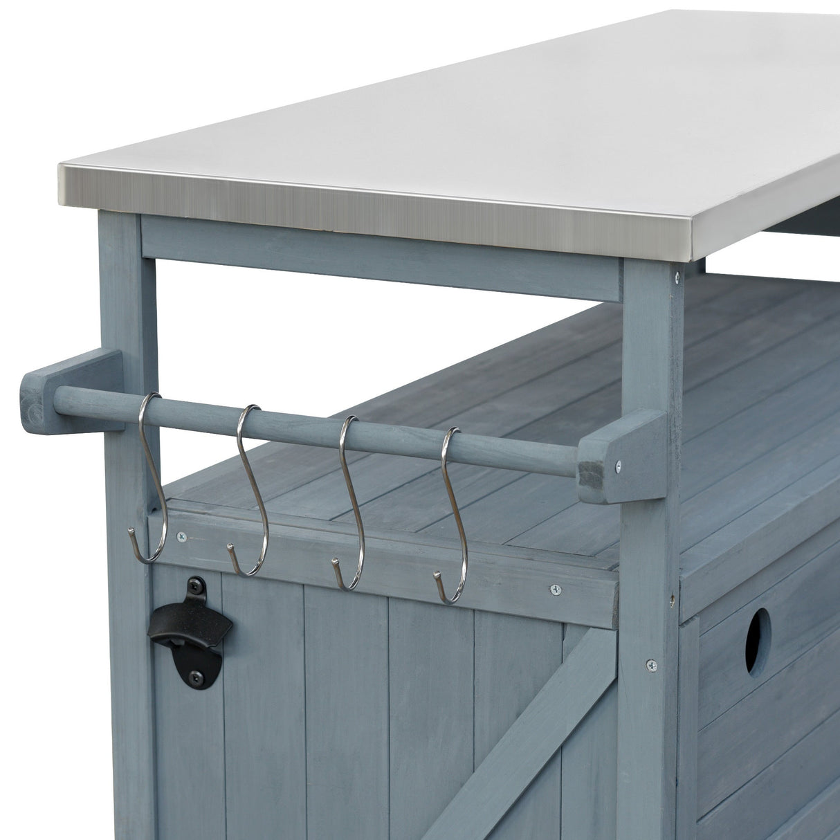K&K Outdoor Kitchen Island, Rolling Bar Cart & Storage Cabinet