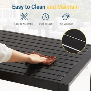 All-Weather Outdoor Coffee Table With Wood-Look Top