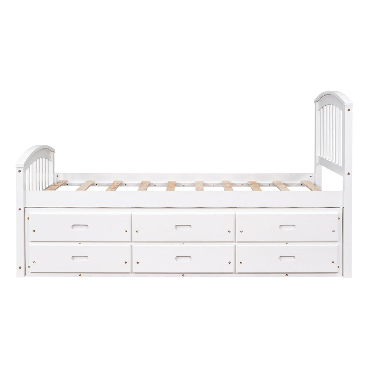 Platform Storage Bed Solid Wood Bed With 6 Drawers
