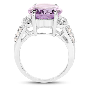 8.98 Carat Genuine Amethyst & White Topaz .925 Sterling Silver Ring