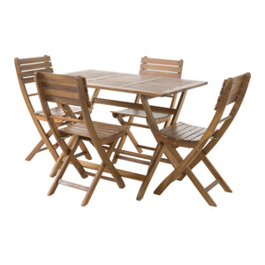 Natural 5-Piece Wood Outdoor Patio Dining Set - Natural Stained