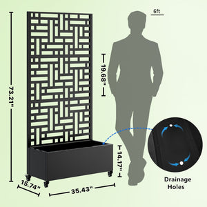 Metal Planter Box with Trellis, 73" x 35" x 16" Raised Garden Bed