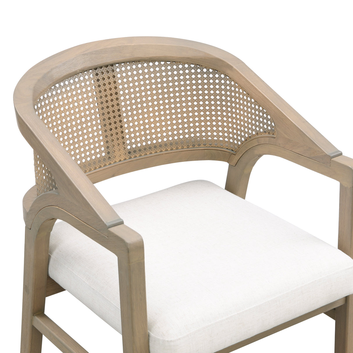 Wooden Frame Dining Chair with Rattan Back, Set of 2