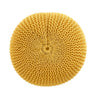 Knitted Cotton Round Pouf Ottoman with Soft Textured Cover - Dark Gray, Yellow, Blue