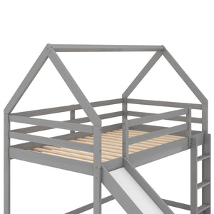House Shape Bunk Bed With Slide And Ladder