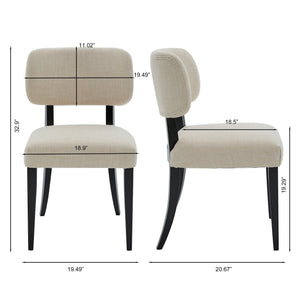 Cream Kitchen Dining Chairs Set of 2 with Rubber Wood Legs - Farmhouse Style