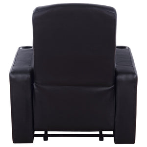 Greenfield - 4 Seater Home Theater With Wedge Console Recliners With Built In Storage And Cup Holders - Black