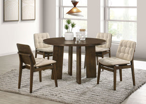 Strouse 5-piece Dining Set Cream and Walnut