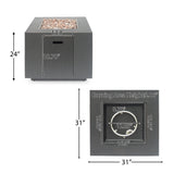 33" Outdoor Iron Square Propane Fire Pit - Brushed Brown