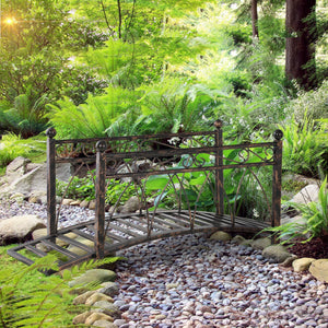 Outsunny 3.3' Metal Arch Zen Garden Bridge with Safety Siderails