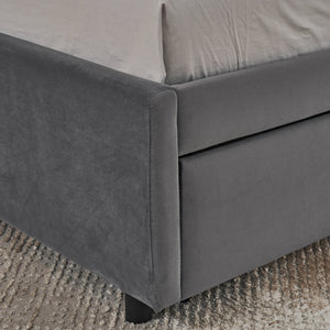 Full Size Upholstered Tufted Bed Frame with Two Drawers
