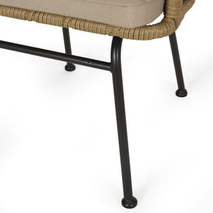 Randy - Modern Wicker Chair With Water Resistant Cushions - Brown / Beige