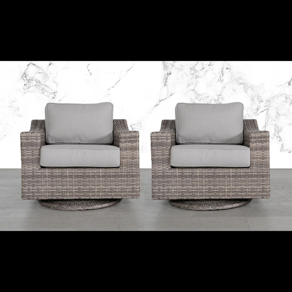 Swivel Patio Chair With Luxurious Cushions Perfect For Outdoor Relaxation (Set of 2) - Gray Mix