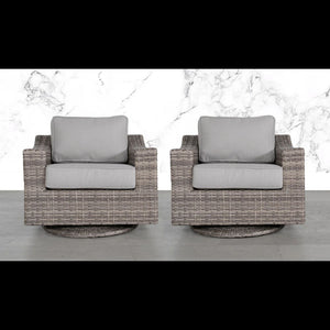 Swivel Patio Chair With Luxurious Cushions Perfect For Outdoor Relaxation (Set of 2) - Gray Mix